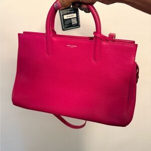 Saint Laurent Pink Leather Tote Bag